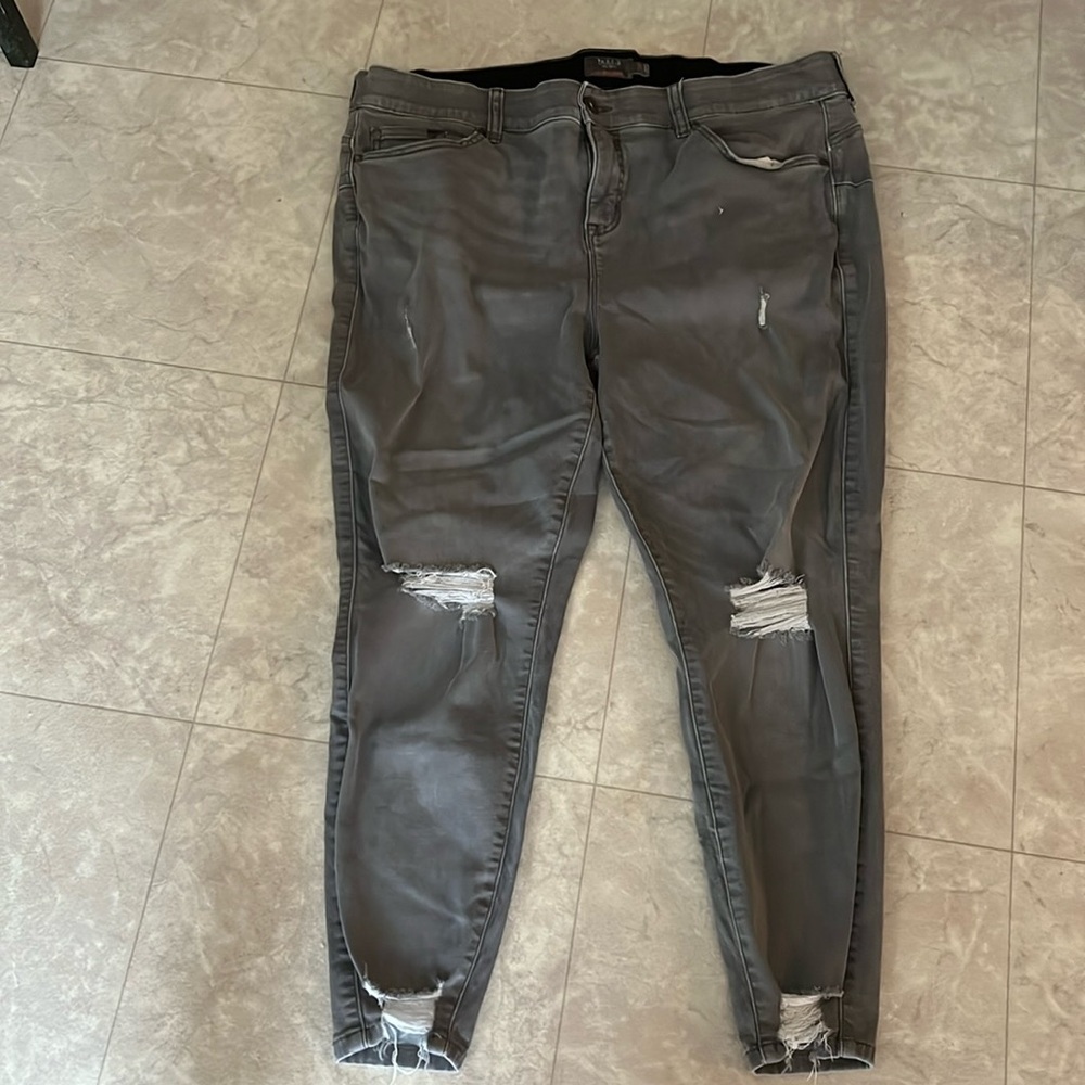 Torrid Gray Distressed Skinny Jeans 22R